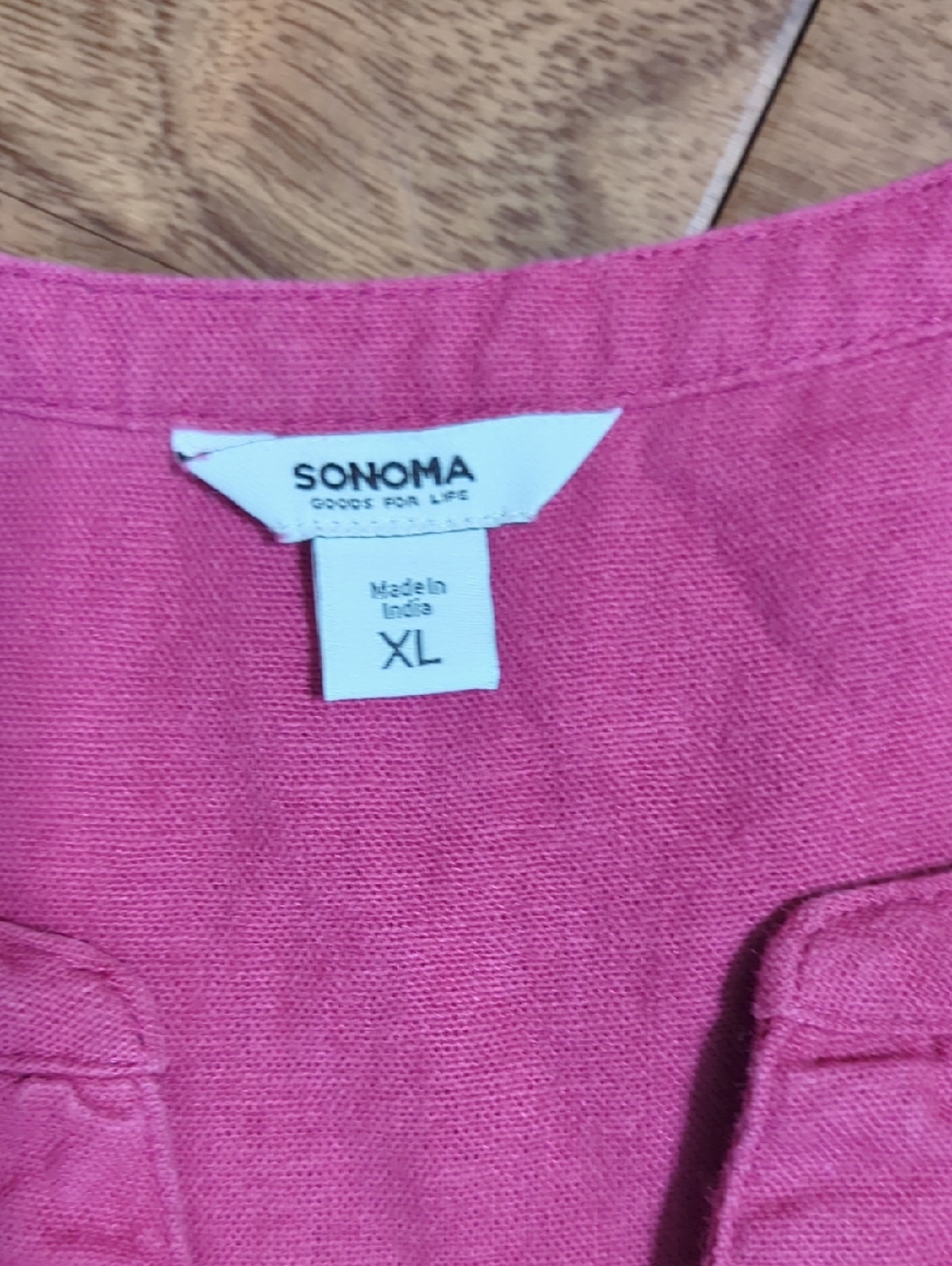 Sonoma Linen Blend Pink Sleeveless Pintuck Dress - Picture 5 of 8